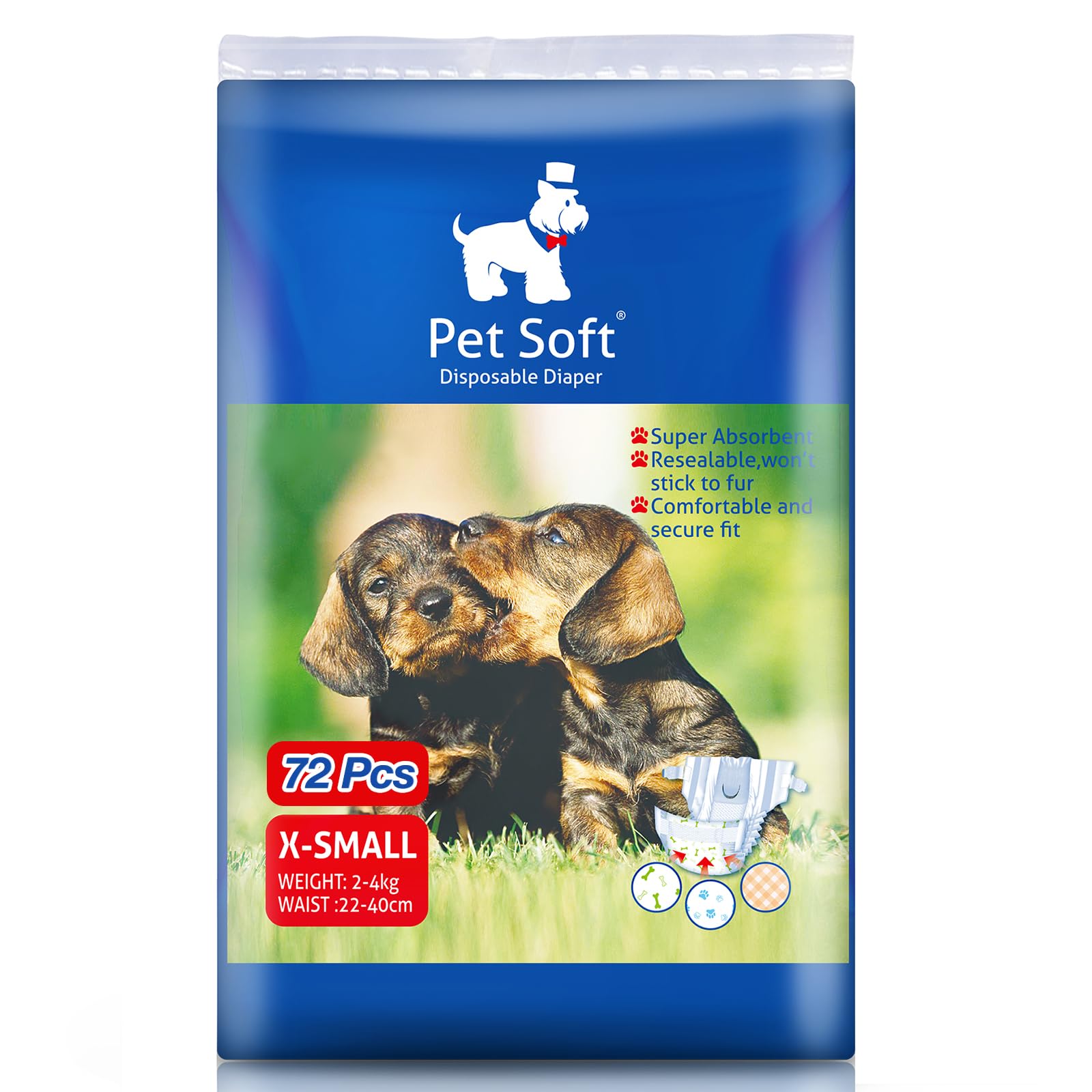 Pet Soft Couches Chien Femelle XSmall – paquet pratique pour petites races.