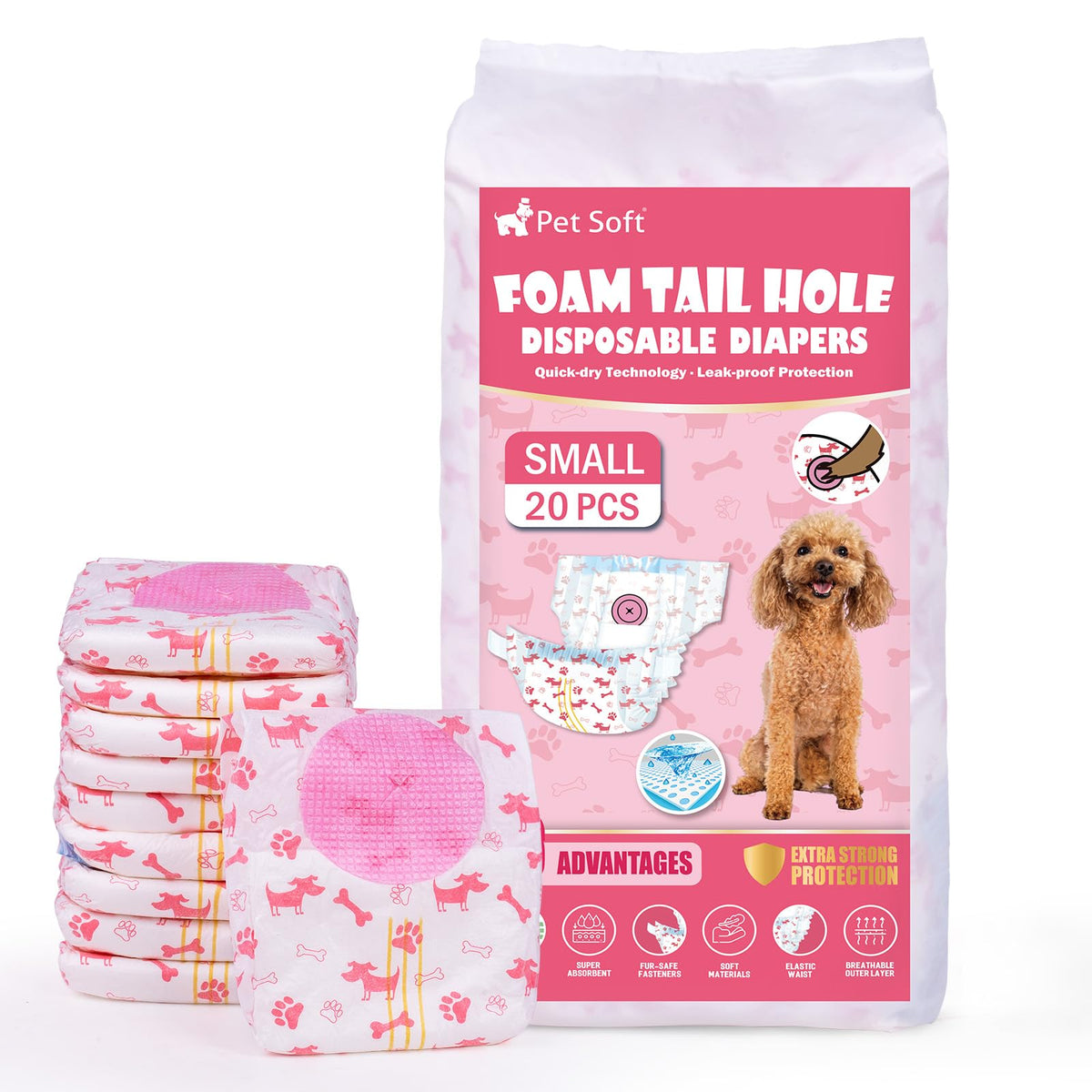 Pet Soft couches pour chienne, trou de queue réglable pour ajustement confortable.