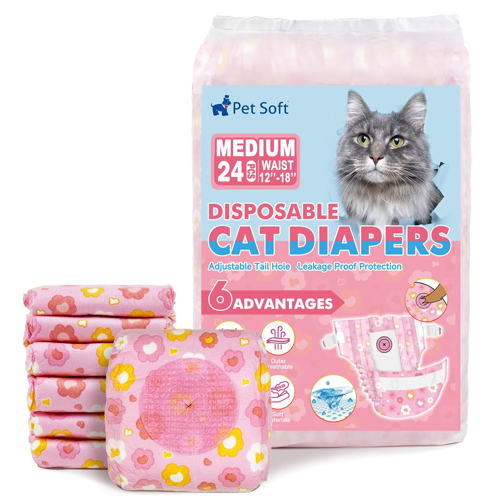 Pet Soft couches jetables pour chat avec motif fleurs, confort quotidien.