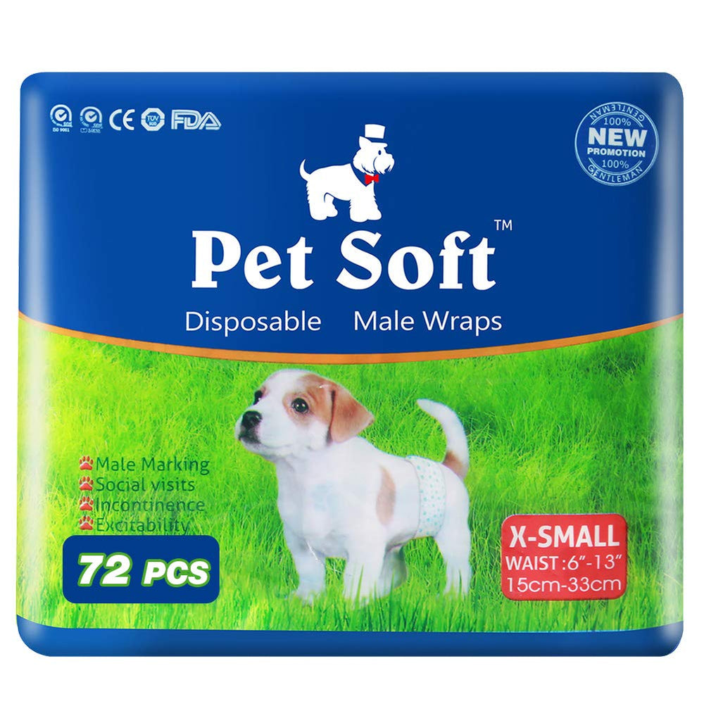 Pet Soft couches jetables motifs variés, absorption rapide pour petites fuites.