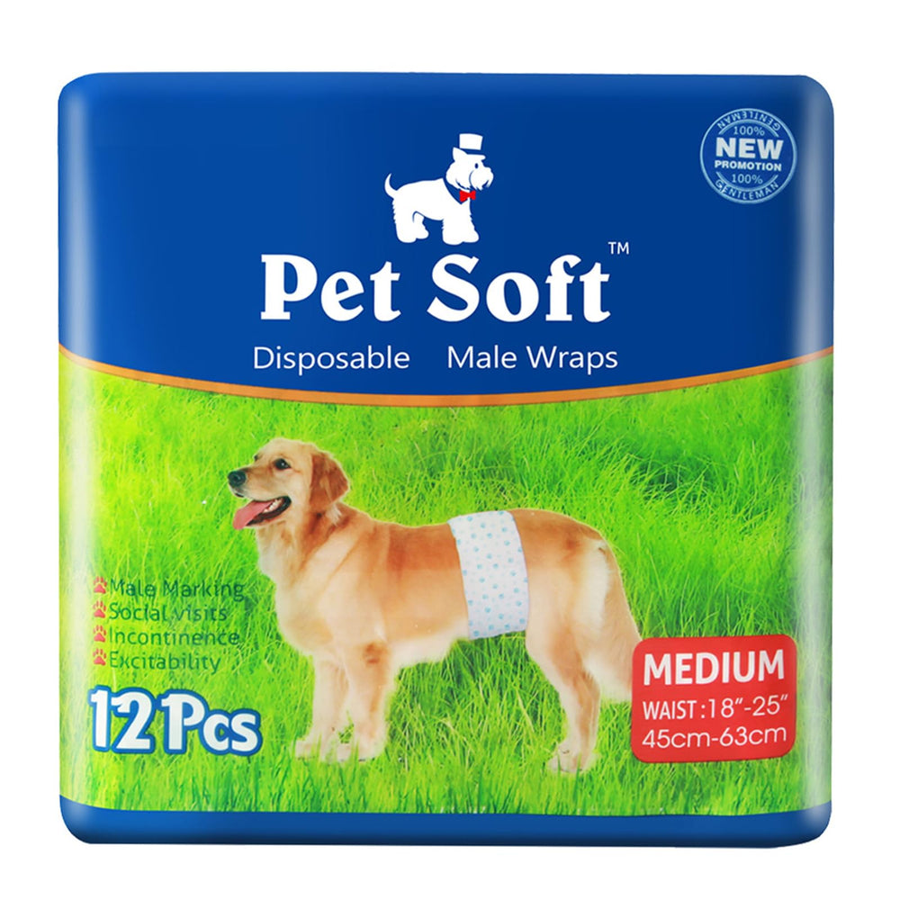 Pet Soft couches-male-chien-medium-emballage-12pcs: protection pratique pour chien moyen, déplacements sans dégâts.