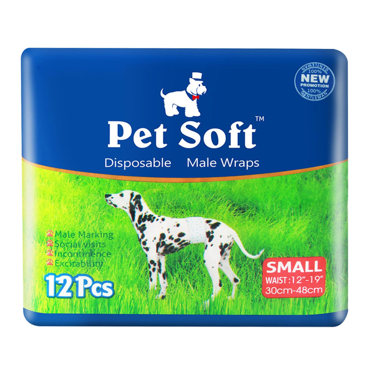 Pet Soft couches mâles jetables pour petit chien, confort et ajustement faciles.
