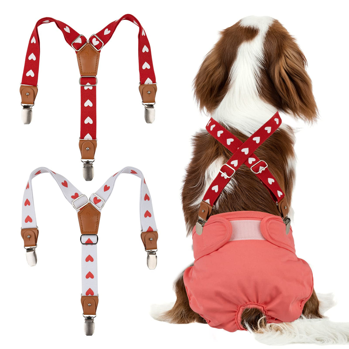 Bretelles Pet Soft pour chien avec motif cœur, sécurité et ajustement.