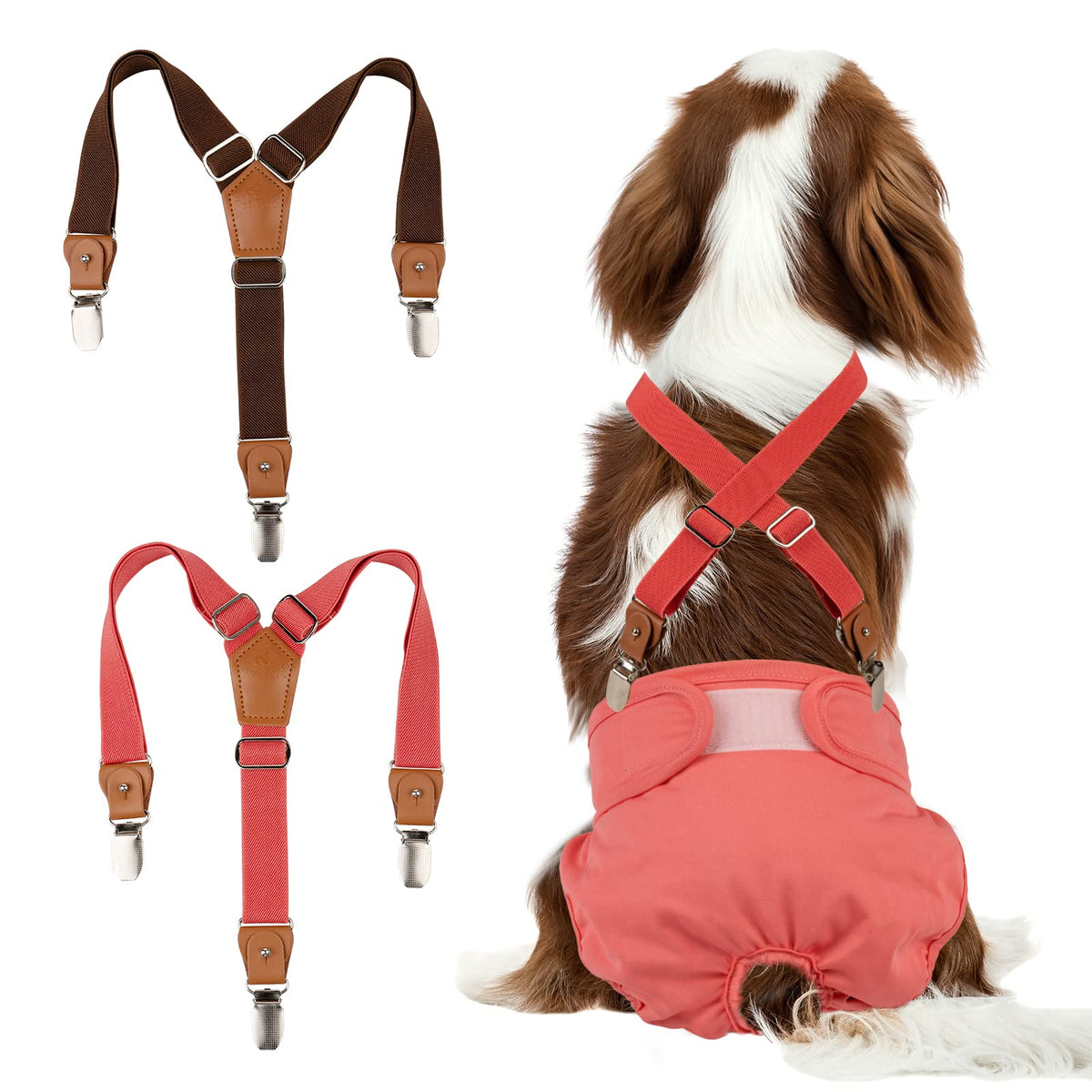Suspendeurs Pet Soft pour chien avec couches, maintien sûr et pratique.