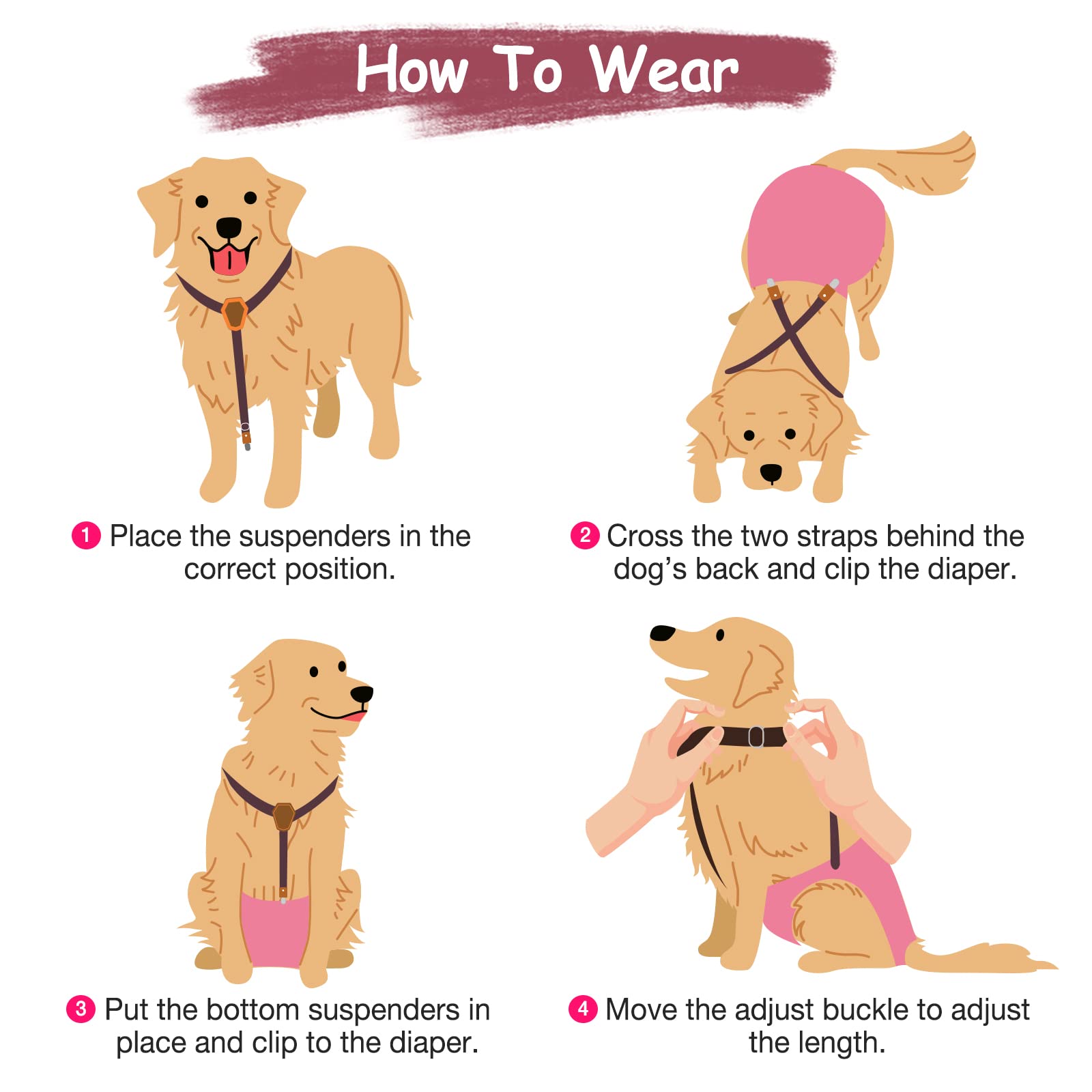 Pet Soft suspendeurs pour maintien sûr couches et vêtements.
