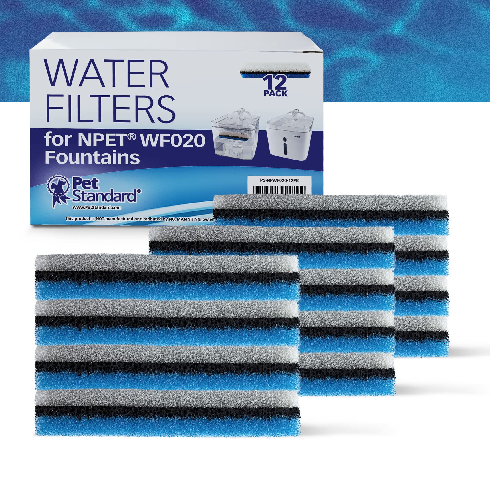 PET STANDARD filtre triple filtration : éponge, charbon actif et résine pour eau propre.