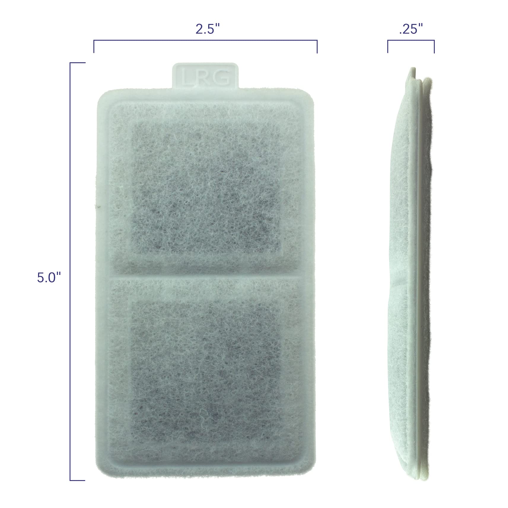 PET STANDARD filtre grand – dimensions 5,0 x 2,5 x 0,25 pouces pour ajustement.