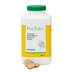 Pet-Tabs: bouteille de 180 comprimés saveur foie, soutien nutritionnel pratique.