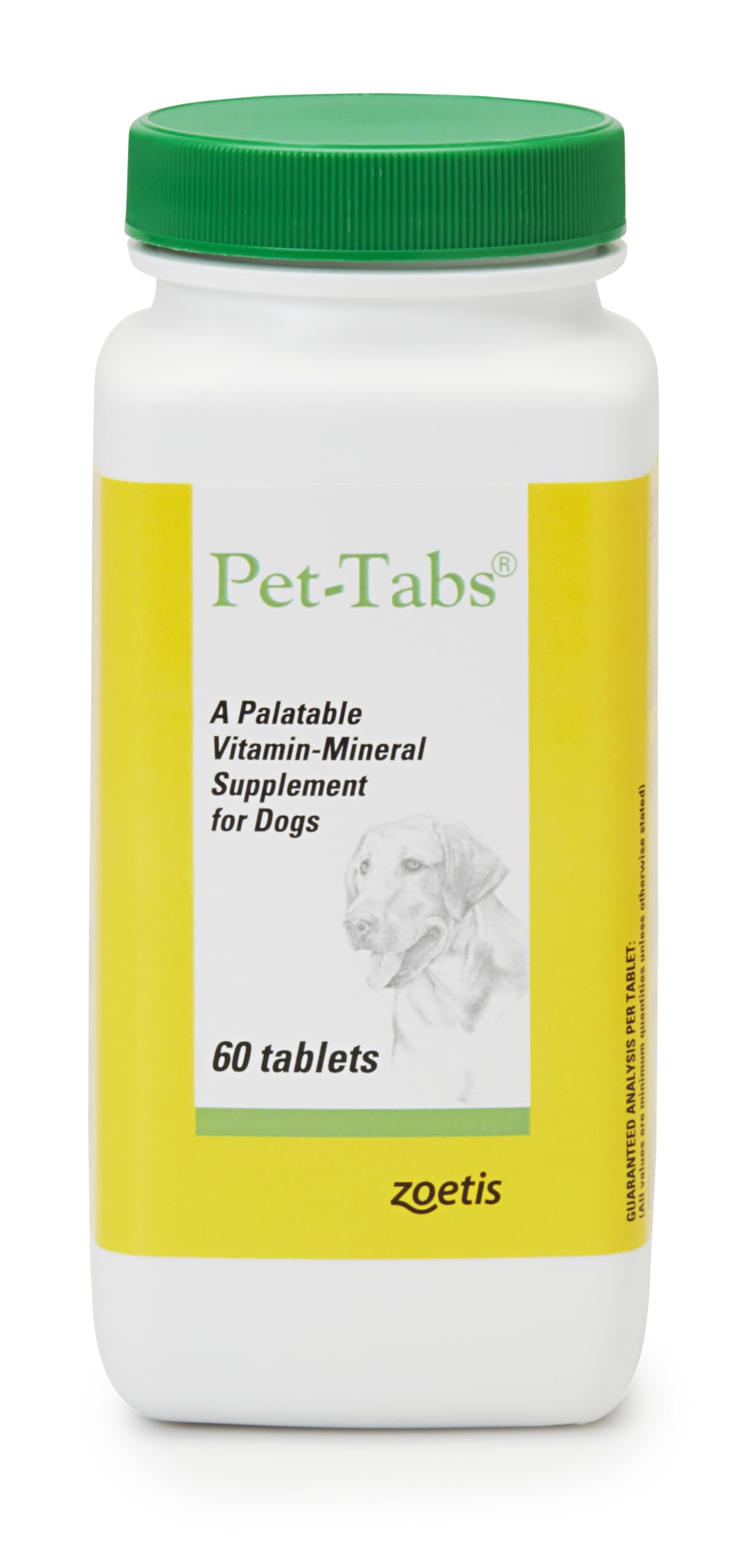 Pet-Tabs bouteille: supplément quotidien pour chiens recherchant un équilibre nutritionnel.
