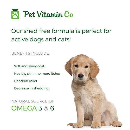 Pet Vitamin Co – réduction potentielle de la mue et des démangeaisons.