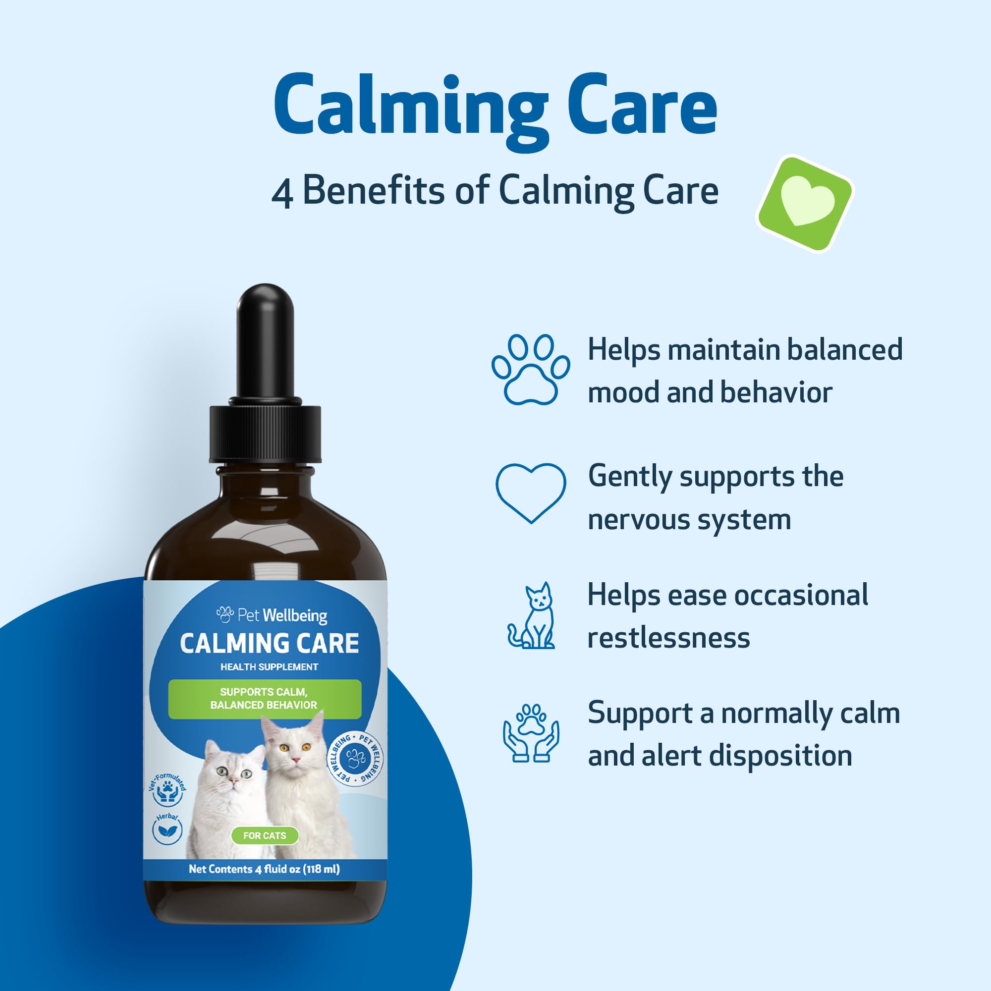 Pet Wellbeing Calming Care – dosage quotidien pour un chat posé