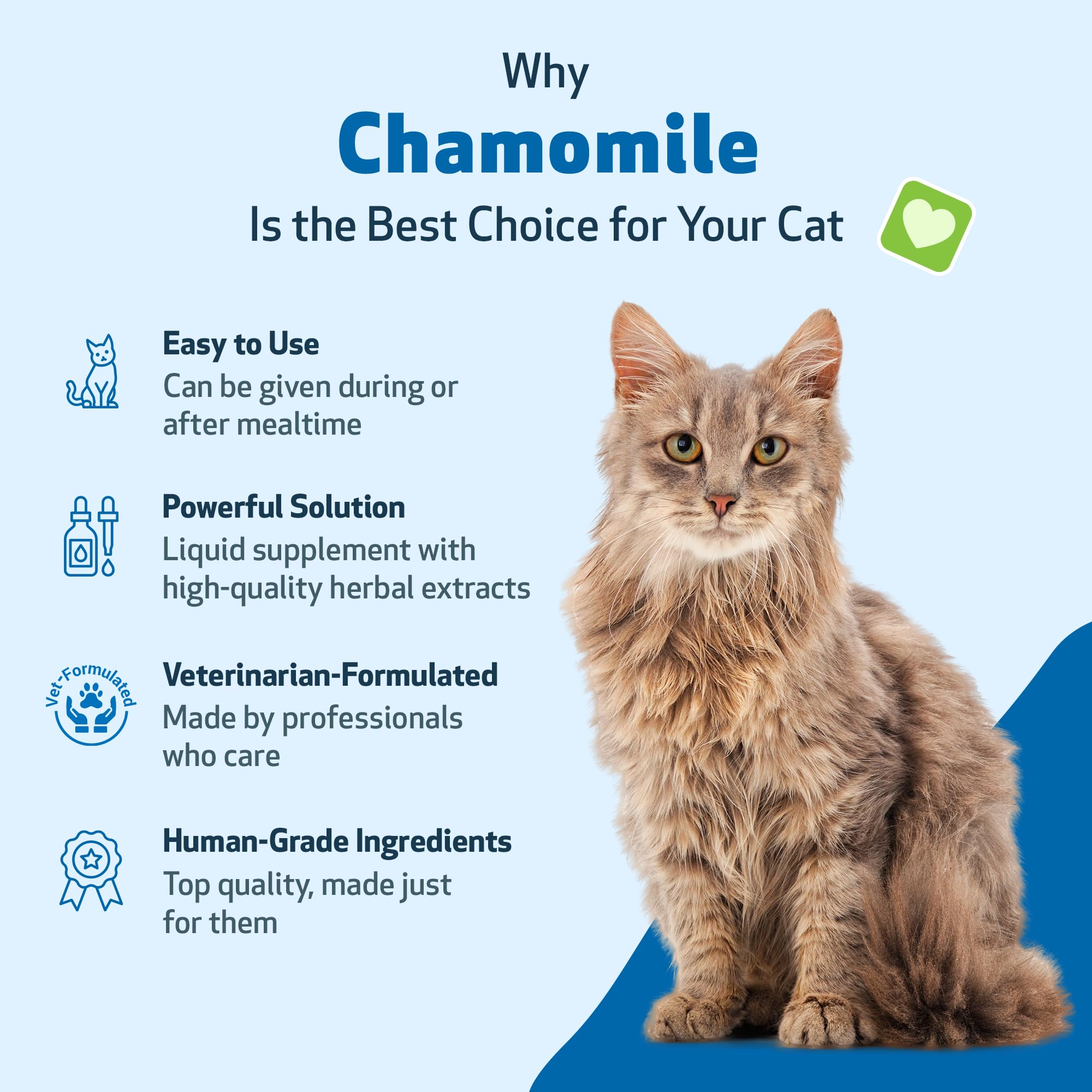Pet Wellbeing Chamomile – Flacon ambré favorisant les extraits naturels et la tolérance.