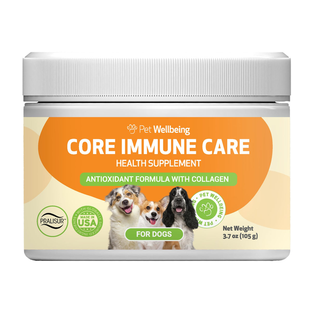 Pet Wellbeing Core Immune Care – Bouteille: soutien immunitaire quotidien pour chiens.
