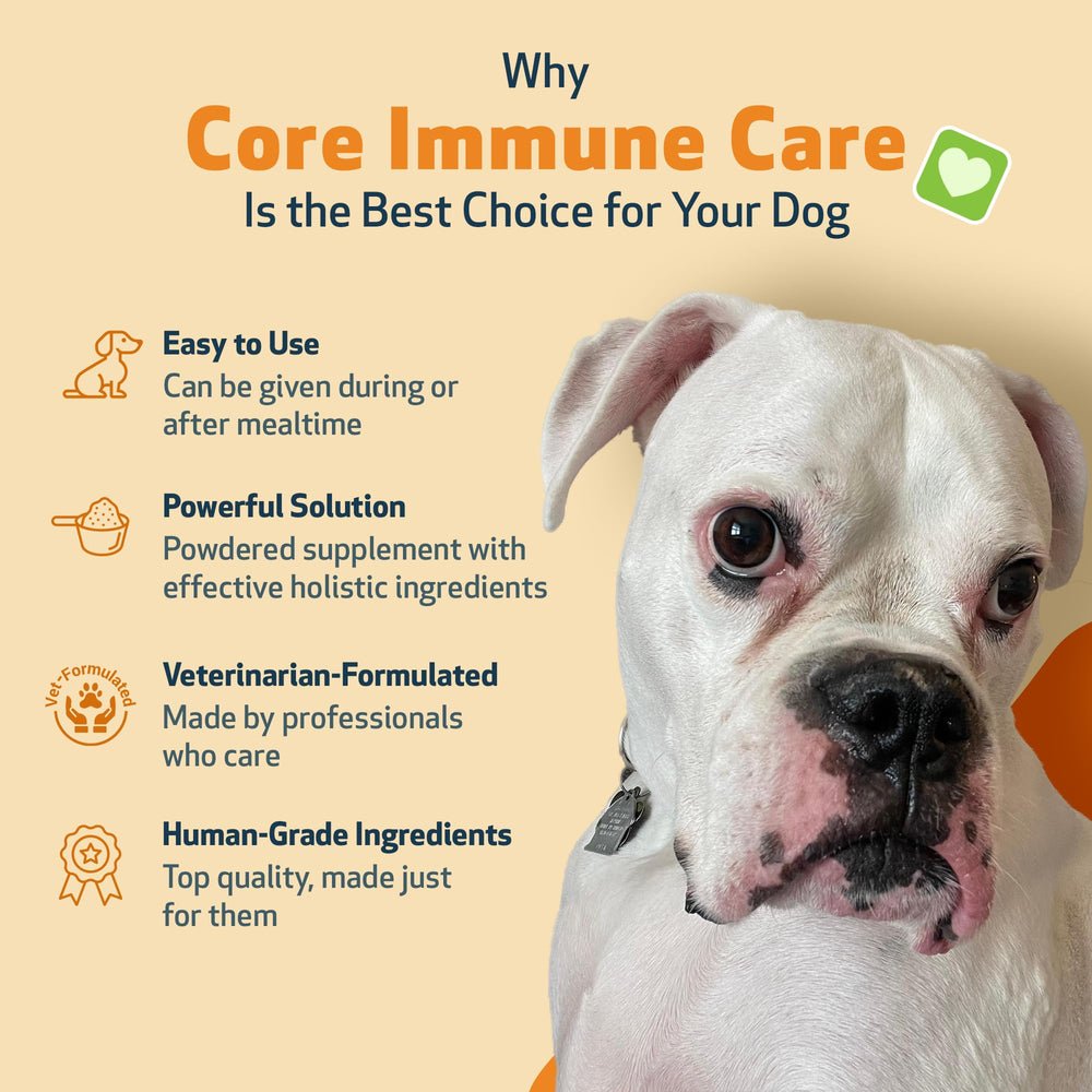 Pet Wellbeing Core Immune Care – Fabrique USA: fabrication locale selon normes élevées.