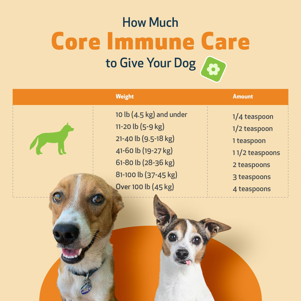 Pet Wellbeing Core Immune Care – Ingrédients: antioxydants et collagène pour le soutien immunitaire.