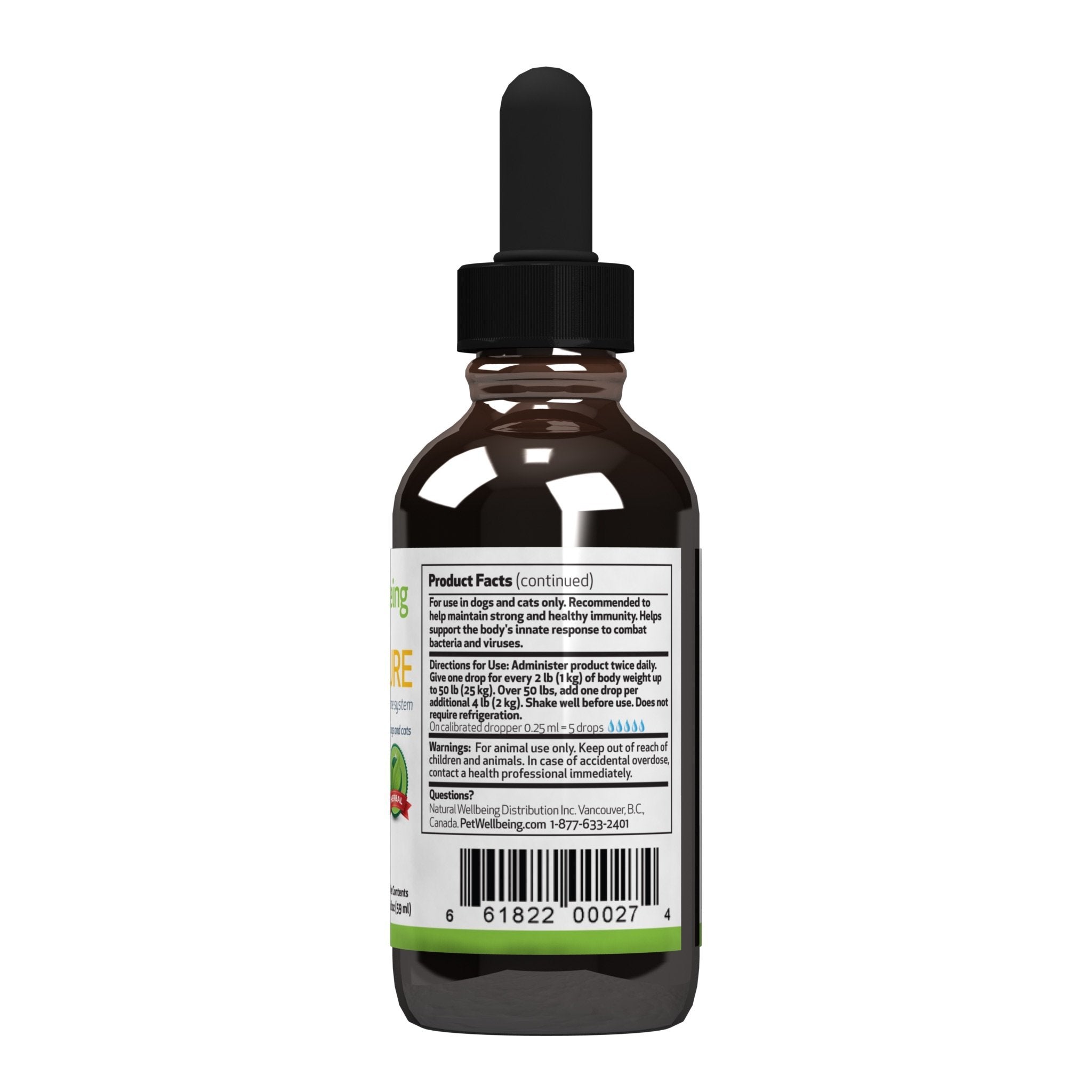 Immunesure Pet Wellbeing — composition herbale avec andrographis et échinacée.