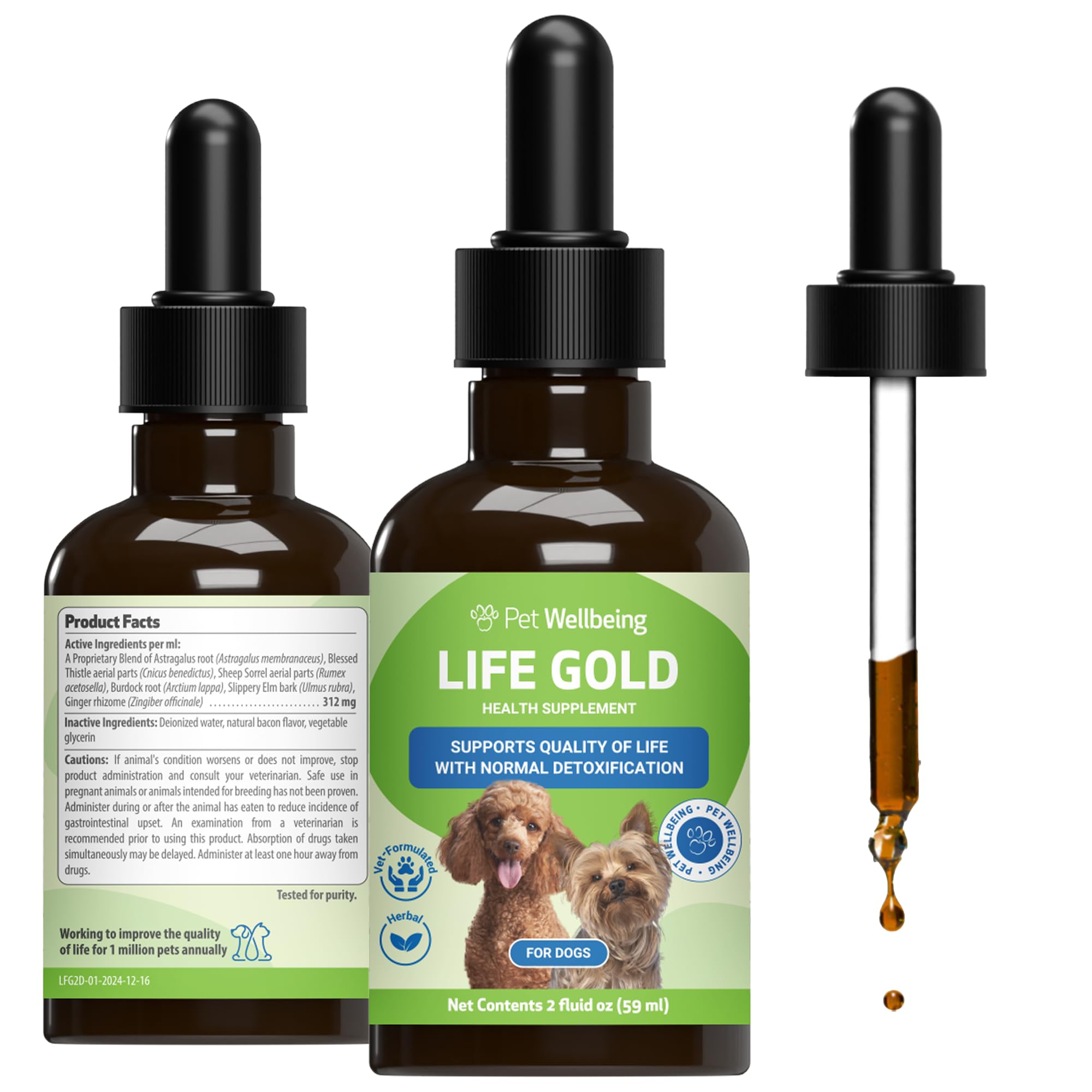 Pet Wellbeing Life Gold pour chien: bouteille pratique et usage quotidien