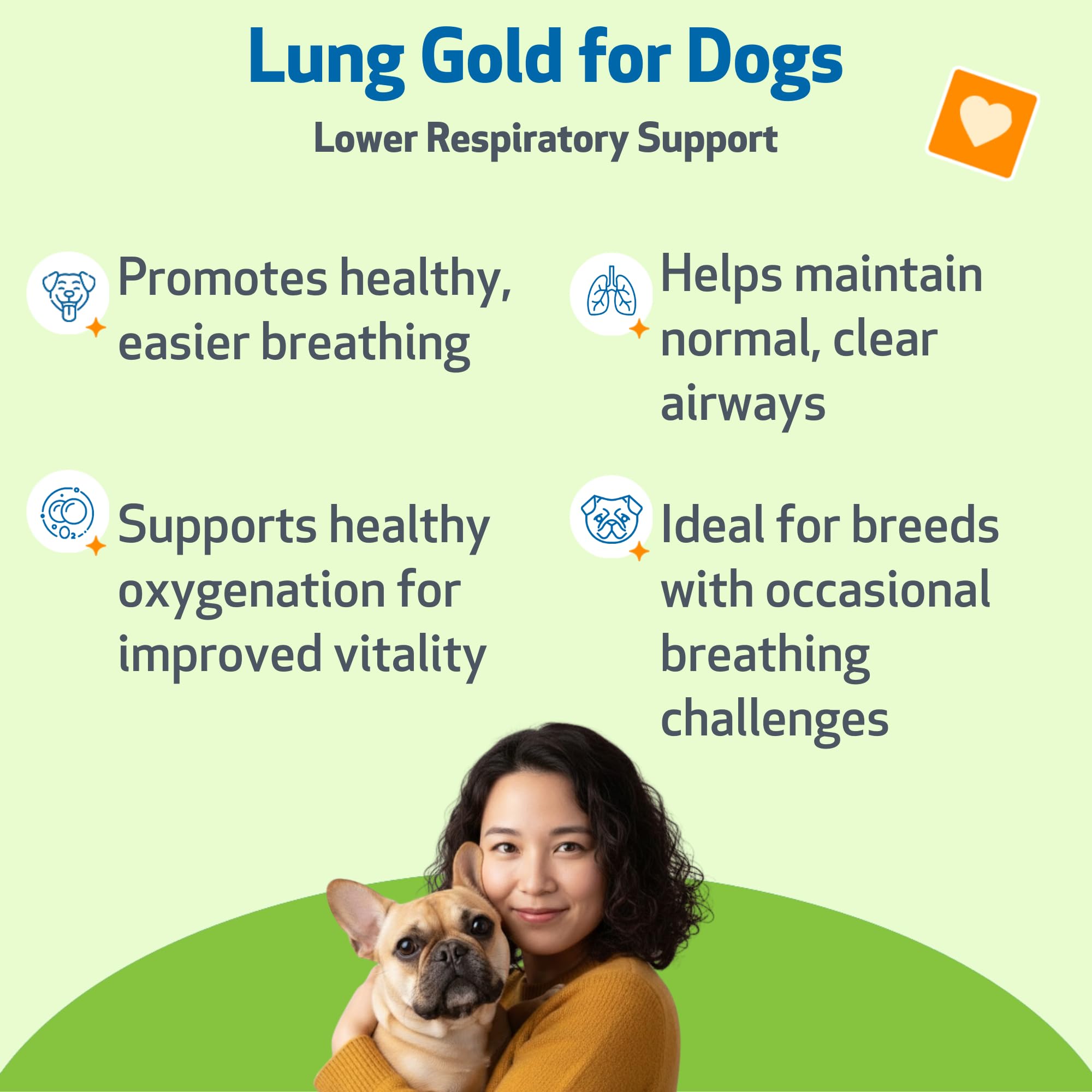 Étiquette Lung Gold Pet Wellbeing affiche des instructions claires
