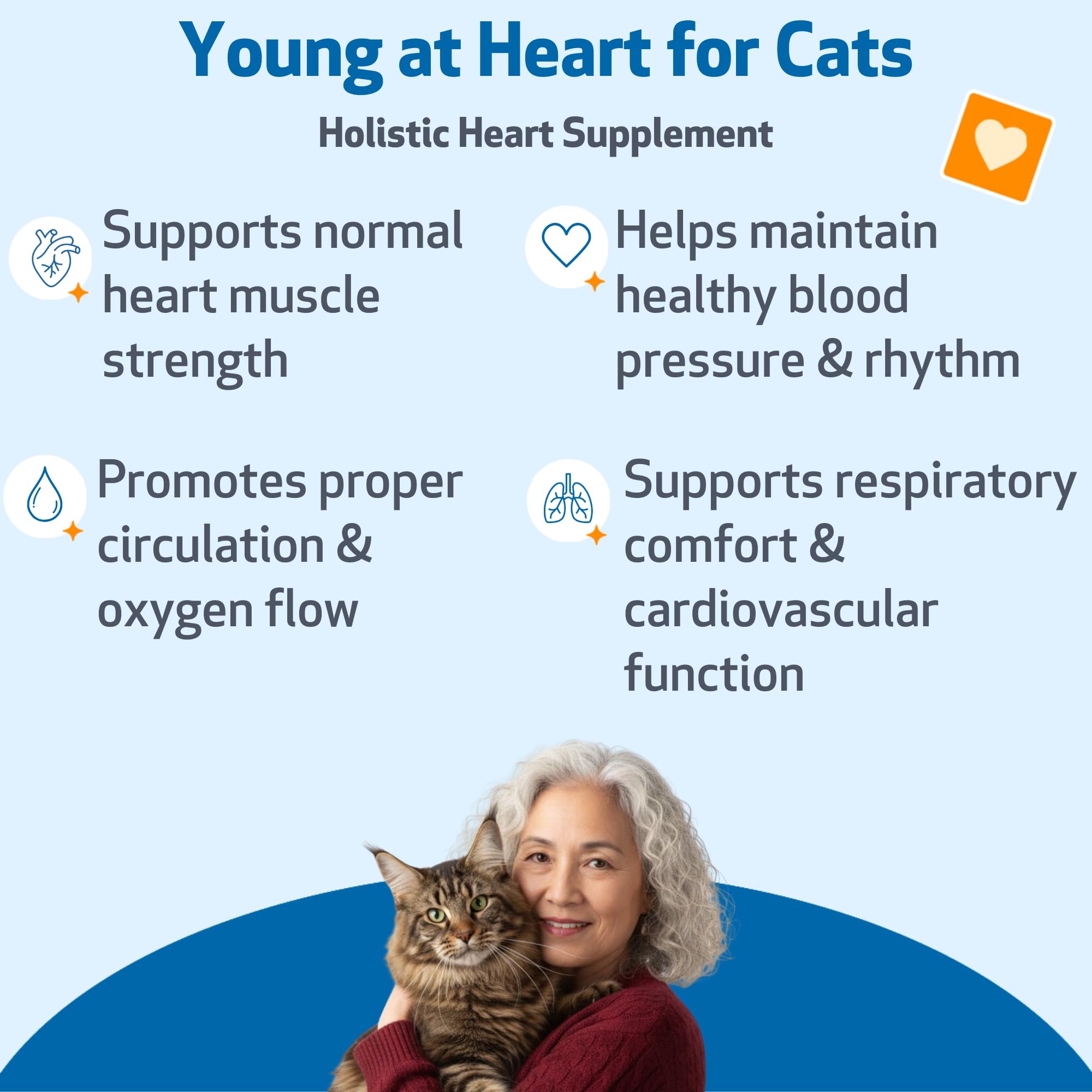 Pet Wellbeing Jeune au Cœur pour Chats — mélange d’herbes, soutien potentiel du cœur félin.