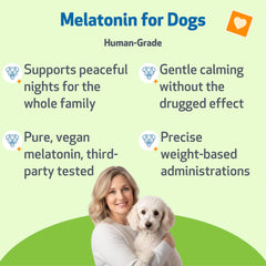 Pet Wellbeing Mélatonine pour chiens — doseur-gouttes, dosage précis et pratique.