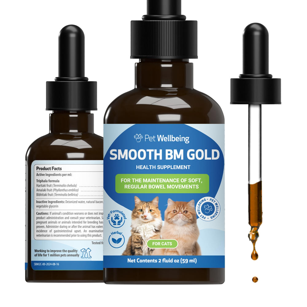 Bouteille Pet Wellbeing Smooth BM Gold pour chats, soutien digestif doux.