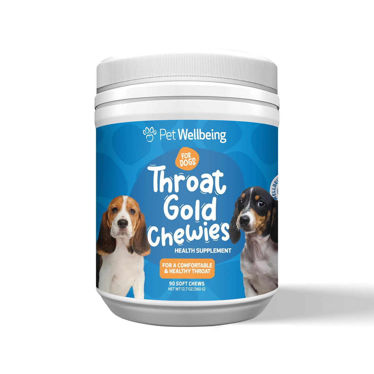 Pet Wellbeing Throat Gold Chewies emballage, pratique et facile à emporter
