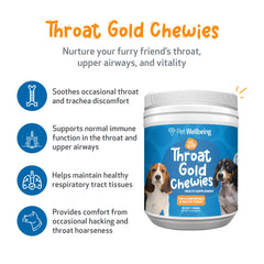 Texture douce des bouchées Pet Wellbeing Throat Gold Chewies