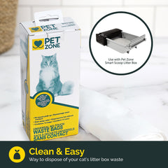 Sacs Pet Zone compatibles litière automatique, réduction des éclaboussures et odeurs.