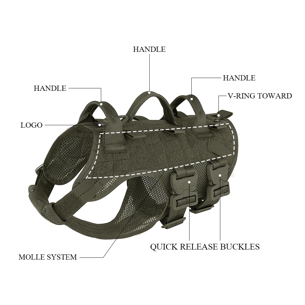 Harnais PETAC GEAR pour chiens de service police et militaire, robuste et fiable.
