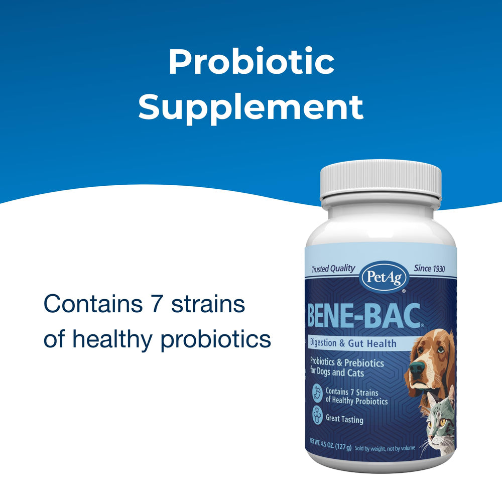 Bene-Bac dose-poudre pour administration régulière chez chiens et chats.