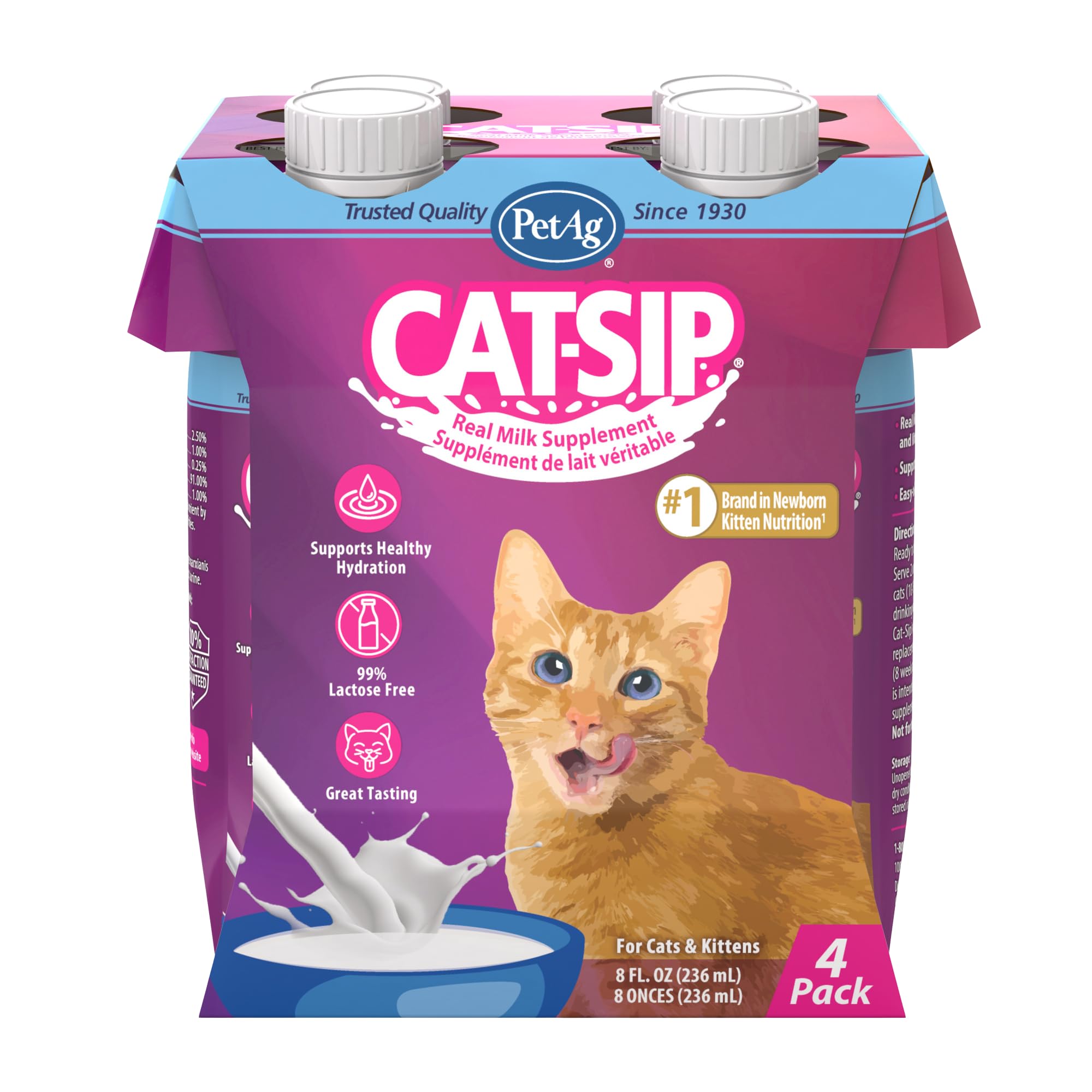 Cat-Sip PetAg, bouteille prête à servir, facilite l'hydratation des chats.