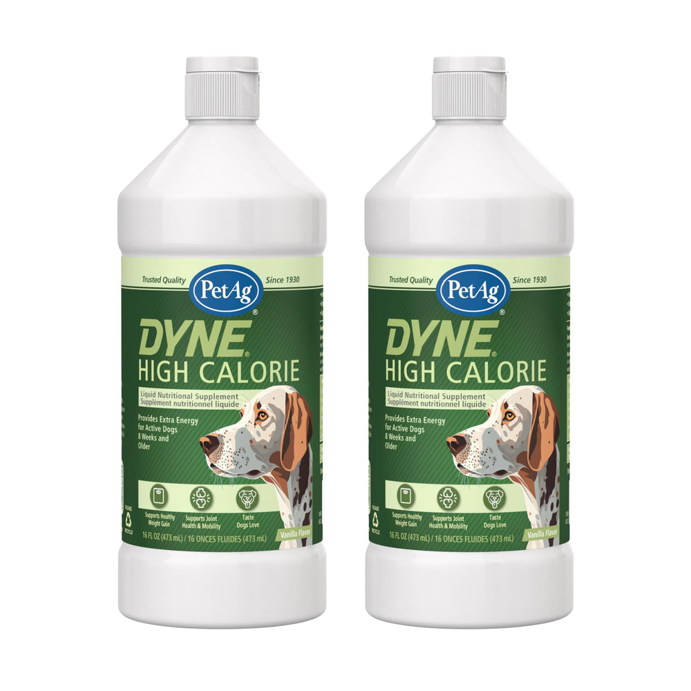Flacon PetAg Dyne 16 oz, apport calorique pratique pour chiens et chiots.