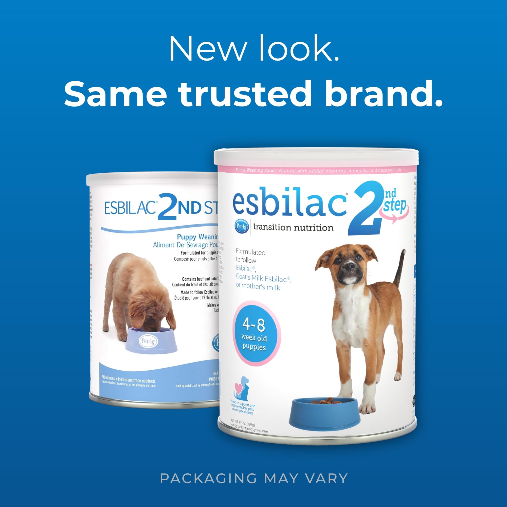 Esbilac 2e étape: préparation avec eau tiède chaude, mélange facile pour chiots.