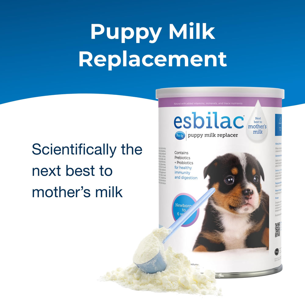 PetAg Esbilac mélange avec eau tiède pour nourrir les chiots.