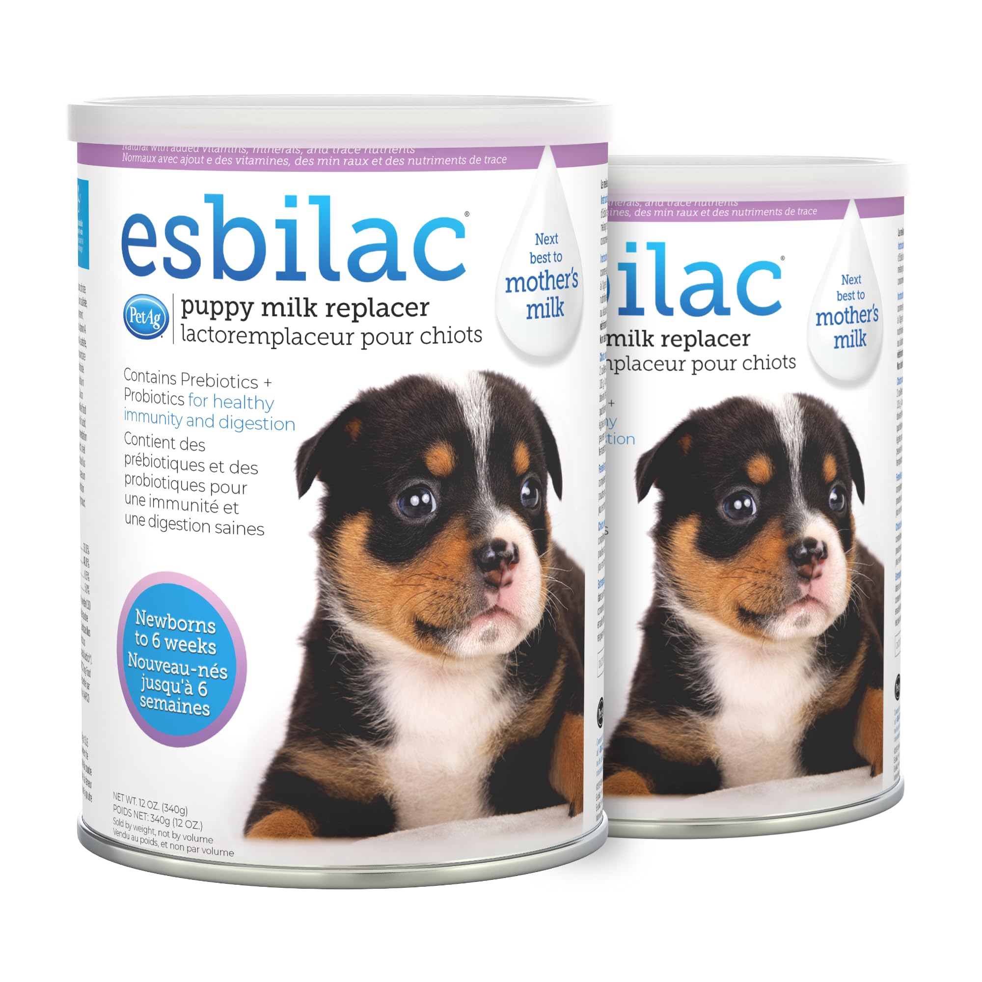 Esbilac PetAg: poudre-lait chiot, nutrition adaptée pour chiots nouveau-nés.