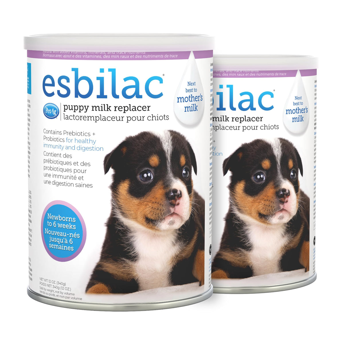 Esbilac PetAg: poudre-lait chiot, nutrition adaptée pour chiots nouveau-nés.