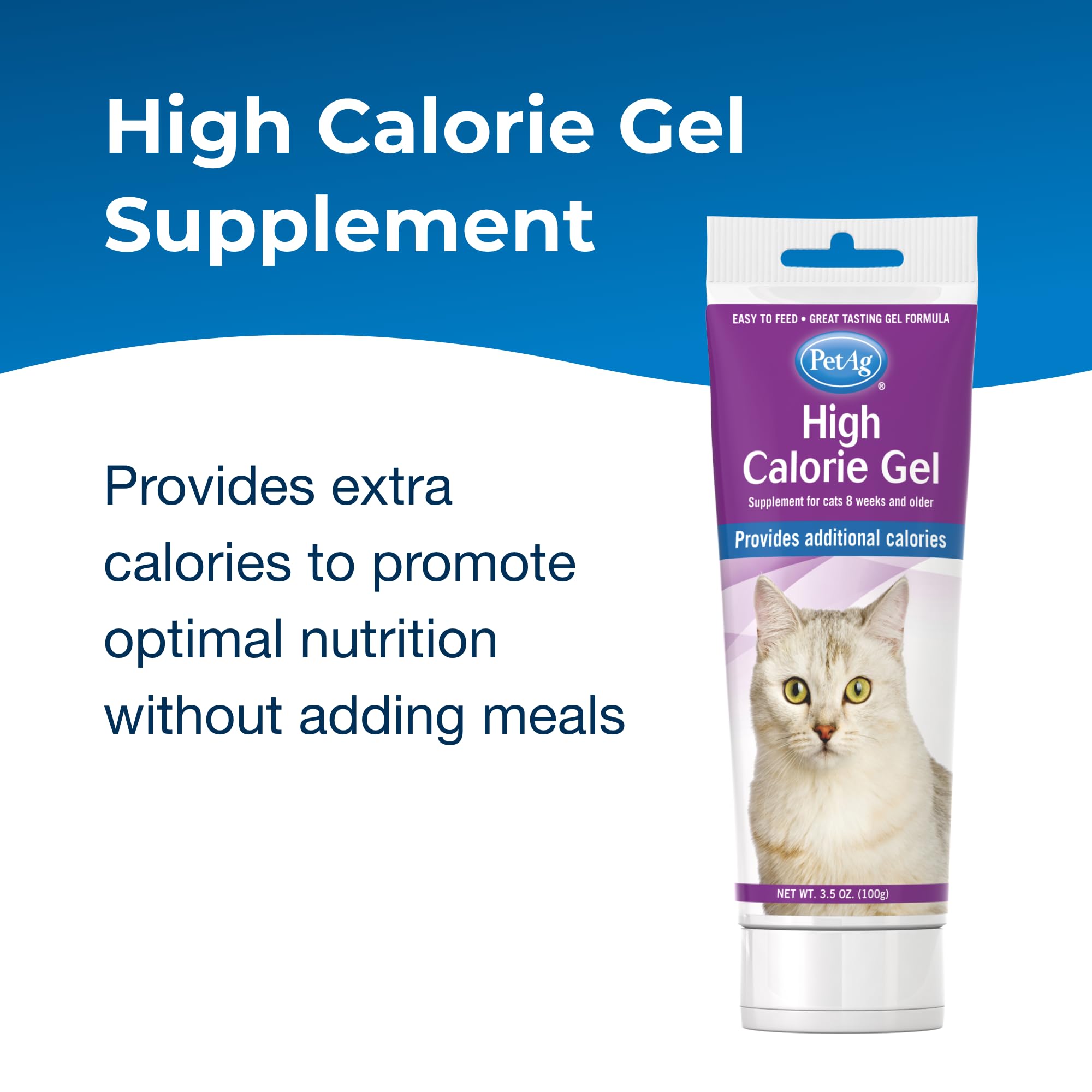 PetAg Gel Haute Calories – texture gel, ingestion facilitée pour les chats.