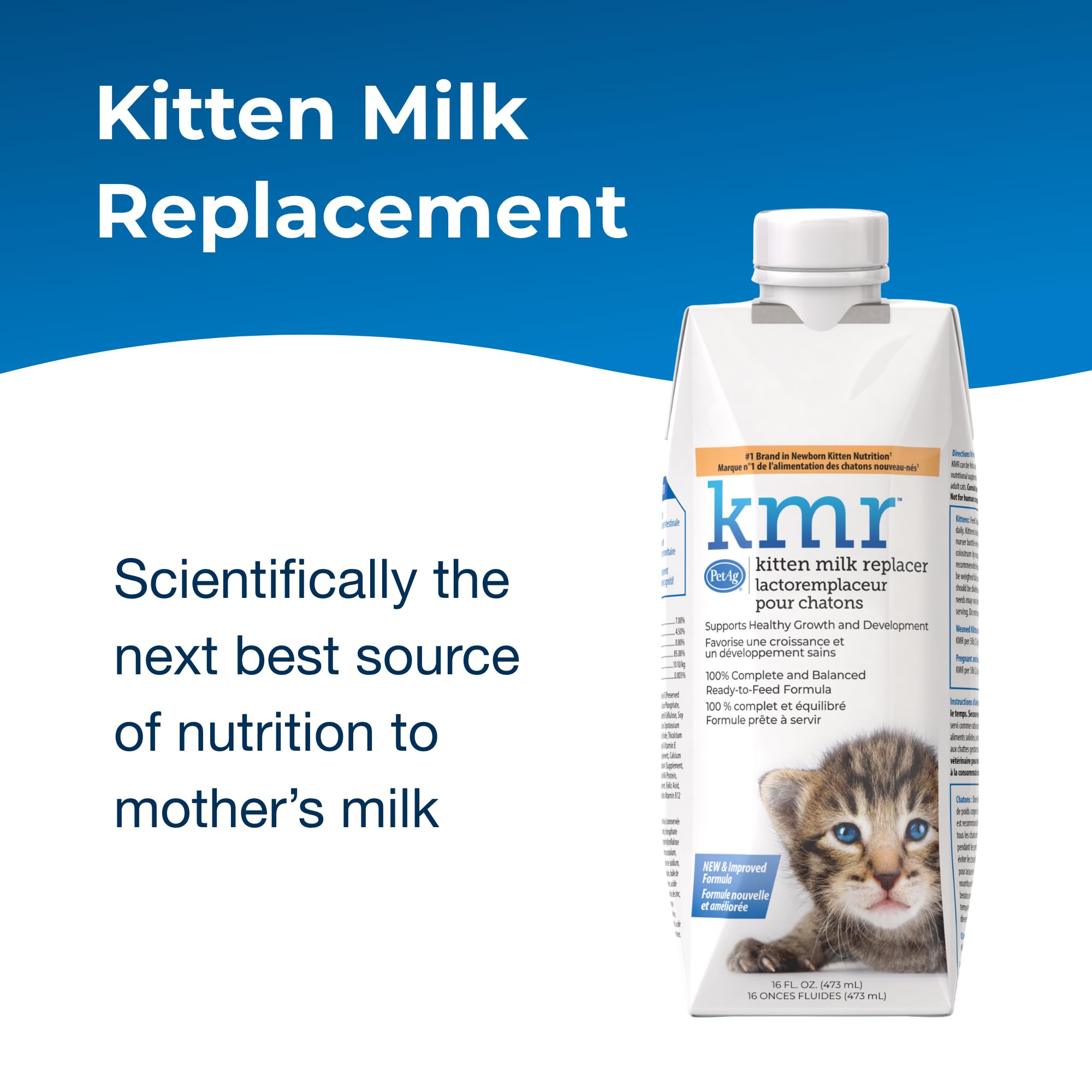 KMR nutrition complète et digeste pour le développement sain des chatons.