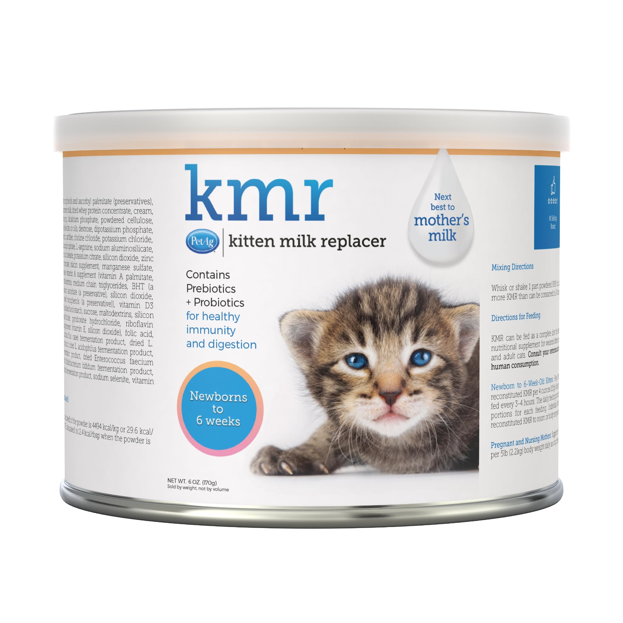 PetAg KMR poudre remplacement lait chaton: proche du lait maternel, soutient la croissance.