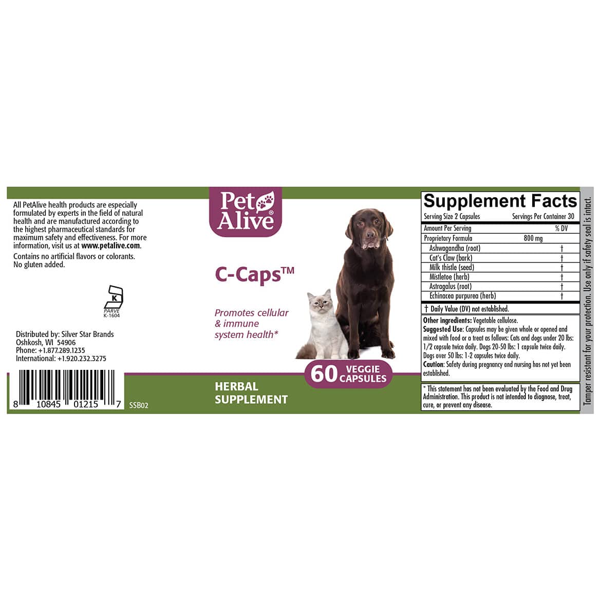 PetAlive C-Caps certifications et engagements de qualité.