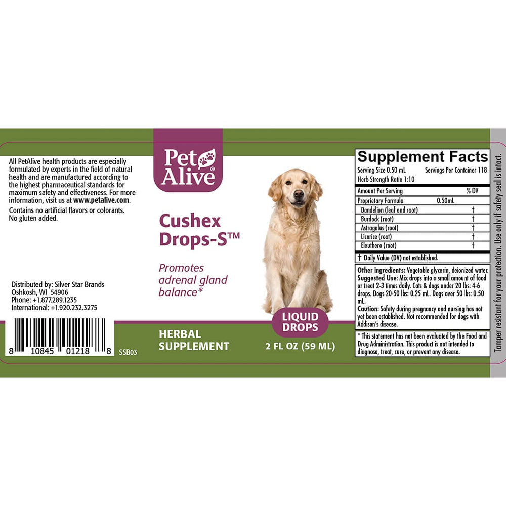 PetAlive Complete Cushex - herbes entières: formulation naturelle sans solvants.
