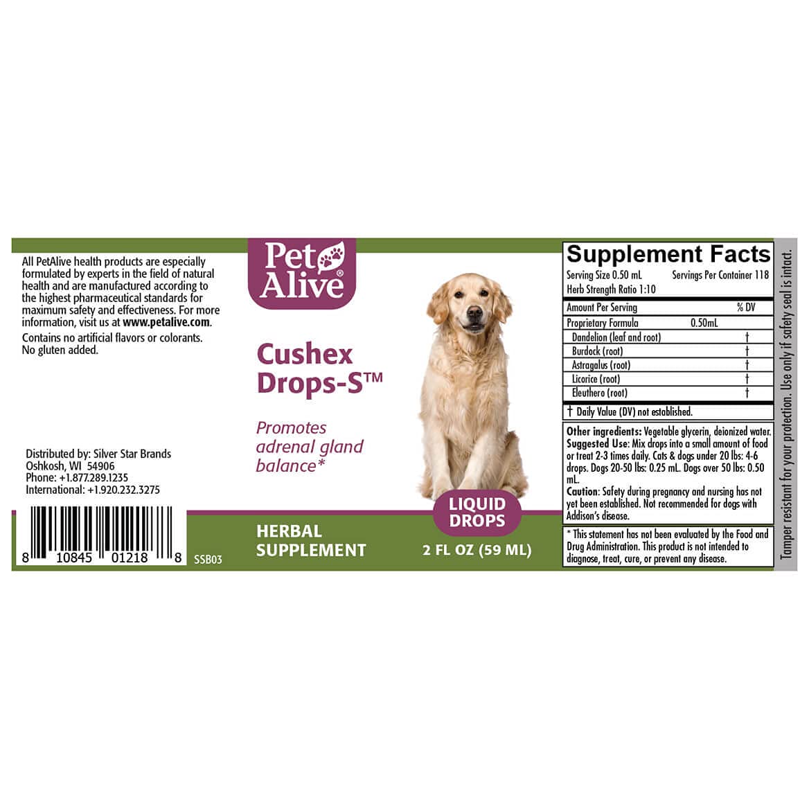 Cushex Drops-S PetAlive, posologie simple pour soins quotidiens.