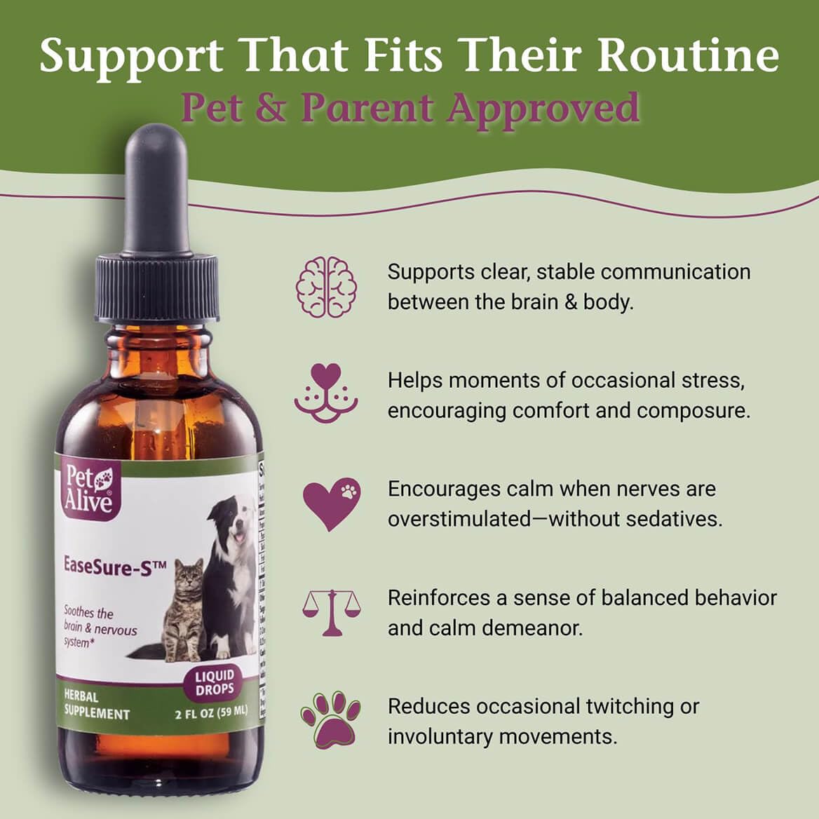 EaseSure-S gouttes dosage facile pour calmer chiens et chats au quotidien