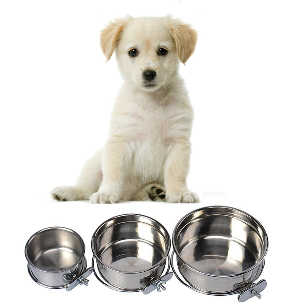 Gamelle Petall en acier inoxydable avec support clip, solide et fiable pour chien