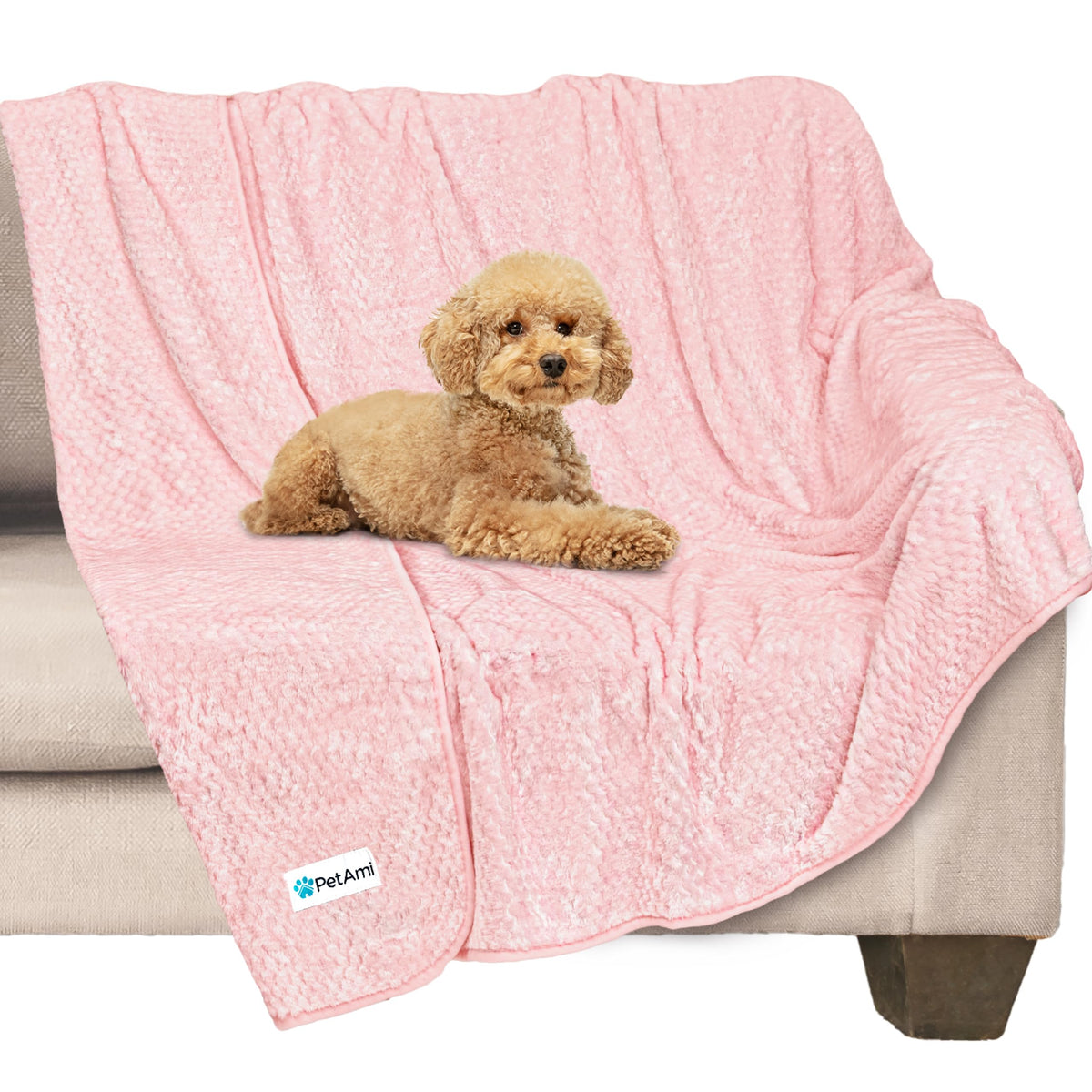 PetAmi Couverture imperméable rose sur canapé, protection des meubles.