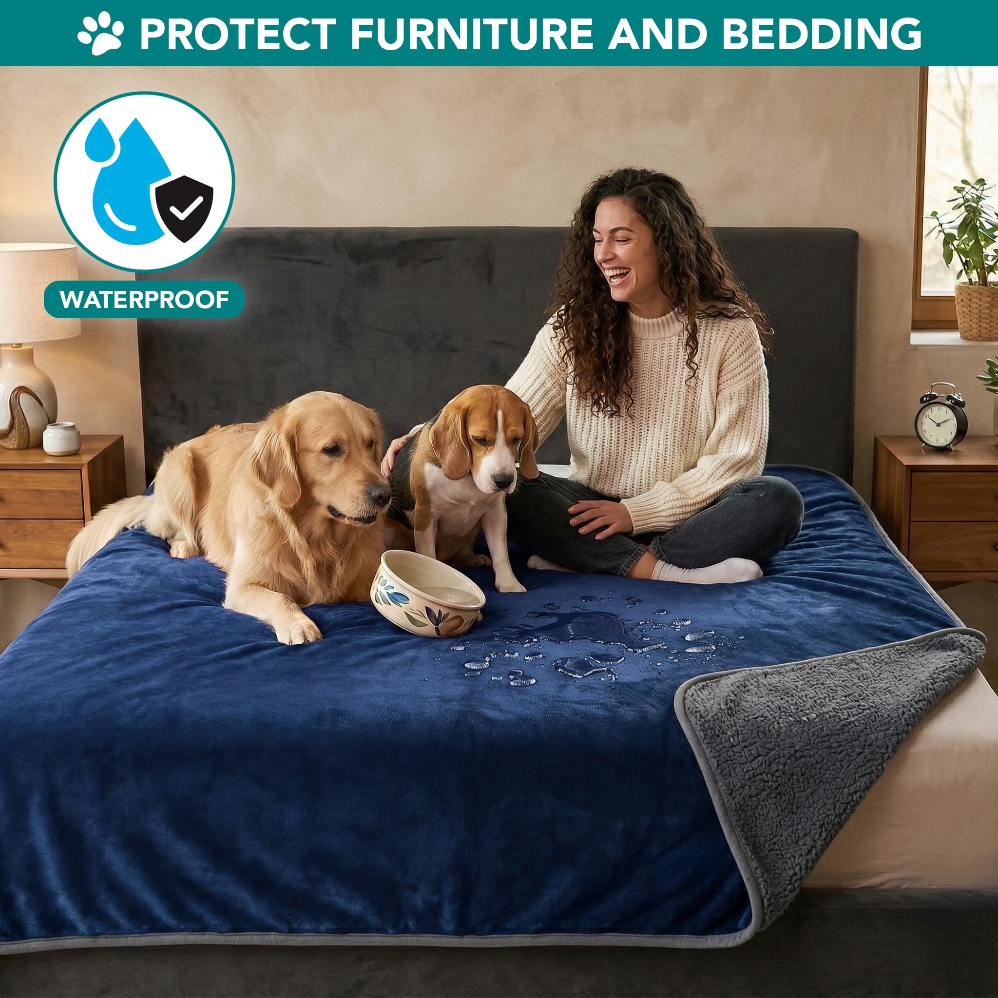 PetAmi Couverture microfibre douce: toucher agréable et nettoyage facilité.
