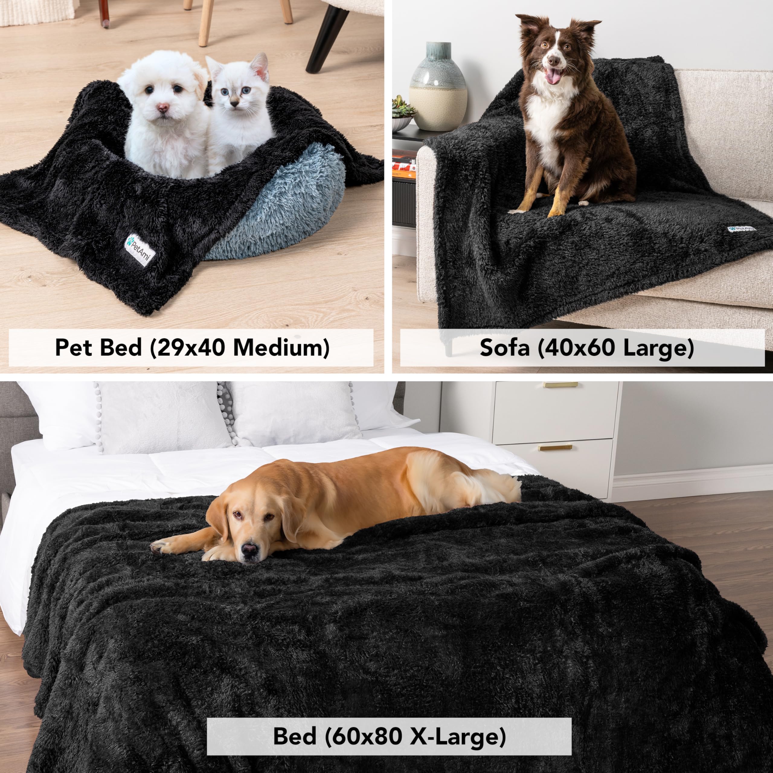 PetAmi couverture noire pour voyager avec chien et chat, confort assuré.