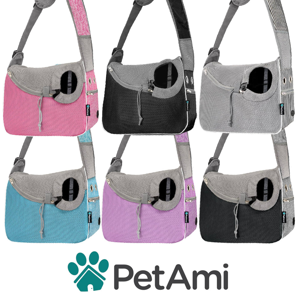 Porte-chien PetAmi, poches accessibles pour accessoires et téléphone.