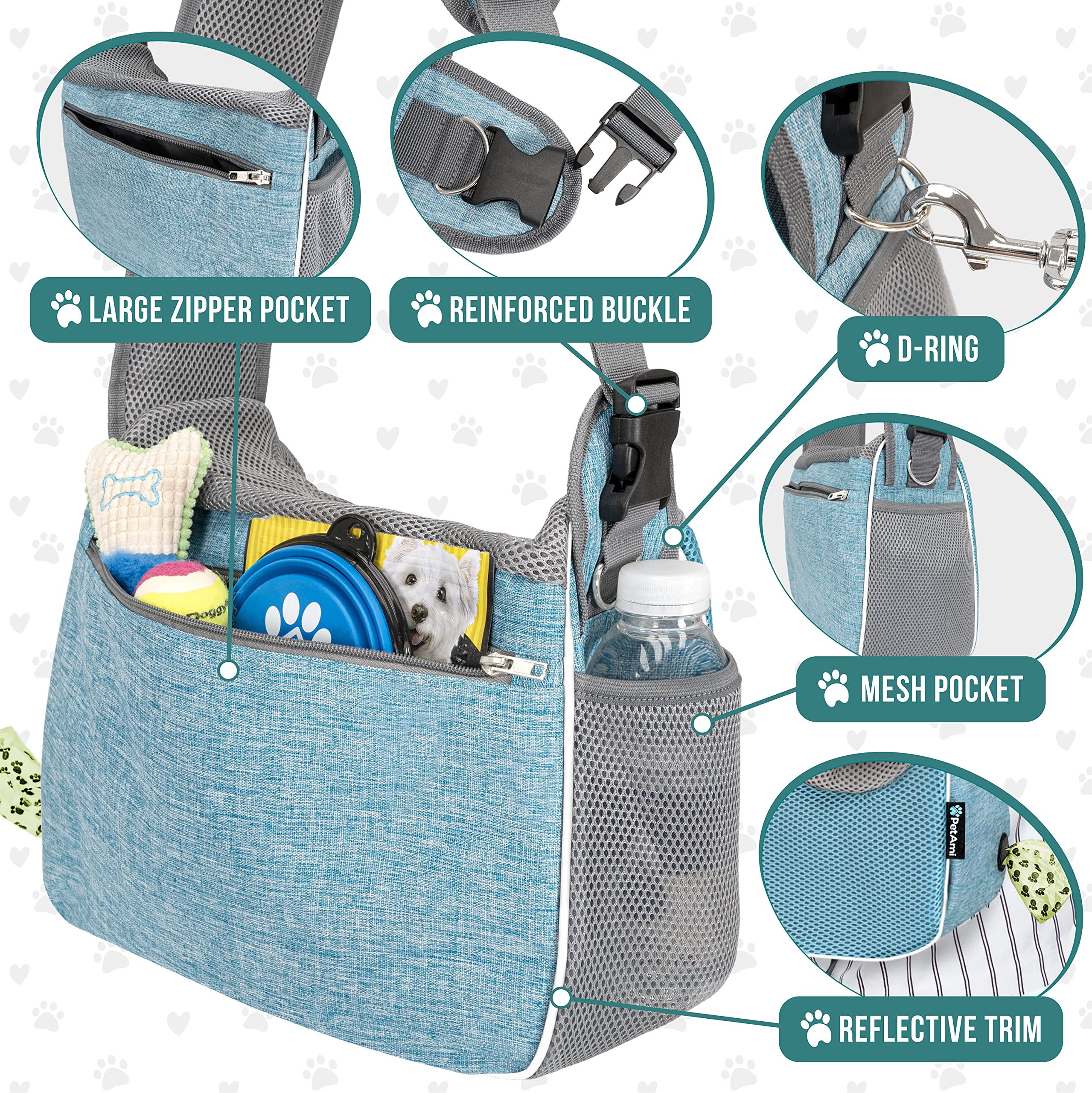 Porte-chien PetAmi, ventilation par mailles pour garder l’animal au frais.