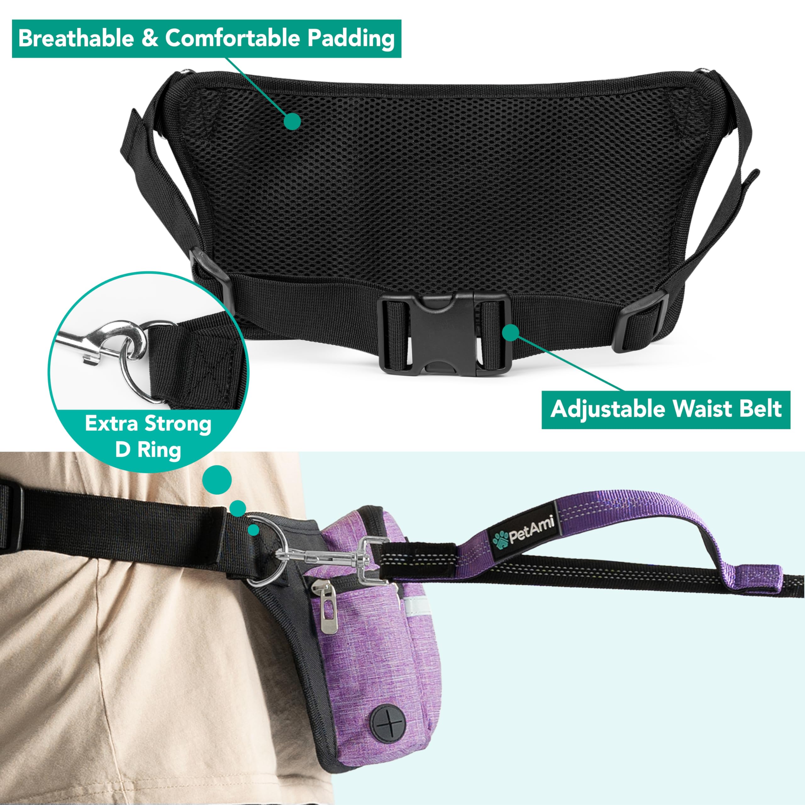 PetAmi Premium Distributeur de sacs poubelle, rangement rapide en balade.